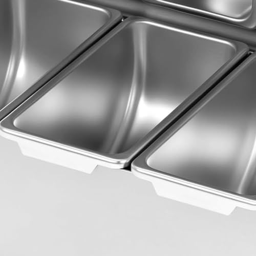 Especiera de acero inoxidable con cuchara y bandeja para guardar condimentos 8