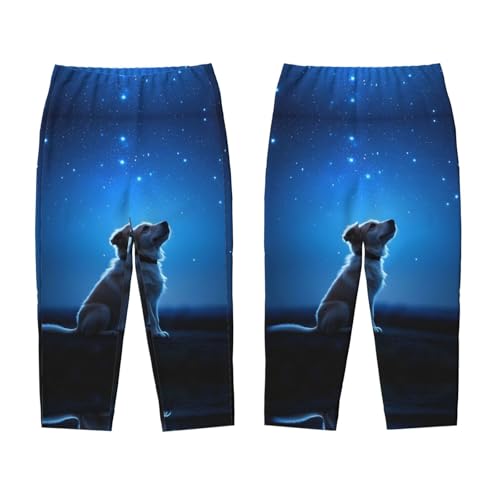 Pajama Pants Pajama Bottoms with Elastic Waistband Sleepwear Lounge Pants, Starry Sky Cute Dog3