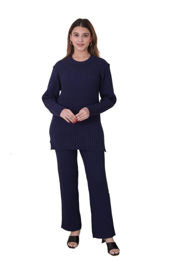 manera Premium Women's Winterwear Self Design Woolen Knitted Designer Cord Set (2 pcs)-picture-36