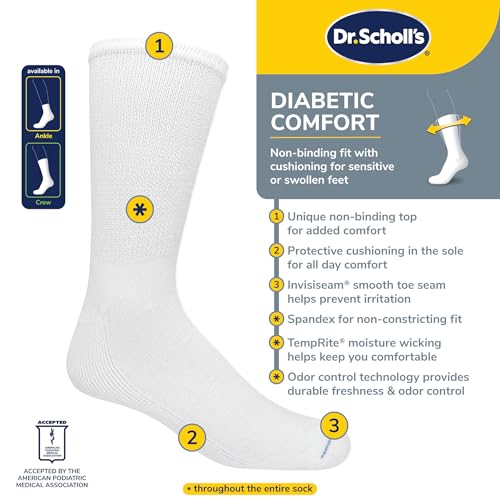 Dr. Scholl's Men's Diabetes & Circulator Socks - 3 Pair Pack - Non-Binding Comfort and Moisture Management4