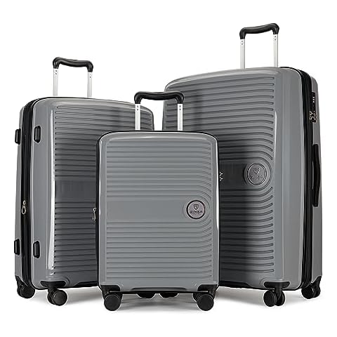 GinzaTravel PP material 3-piece luggage-set, expandable, lightweight hard luggage with spinner wheels & TSA lock, stylish luggage set… Cover