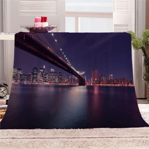 WJYMJJ Plaid Couverture Polaire Le Pont de Brooklyn Impression 3D Microfibre Couverture de lit en Flanelle Douce, Chaude et Confortable, Couverture de canapé 70x100 cm Cover