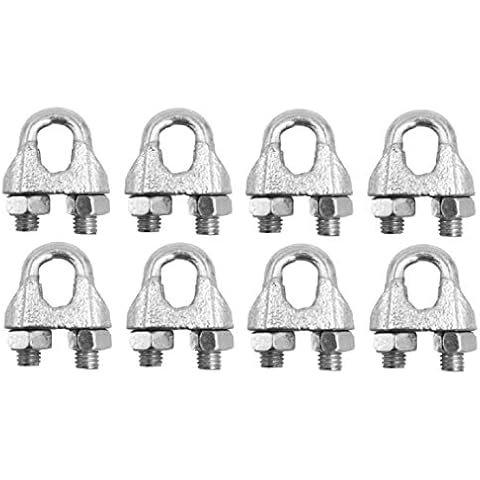 BRUFER Wire Rope Clamp Clip for Cables Zinc Plated - 3/8" inch - Bulk Pack of 8 Pieces Cover