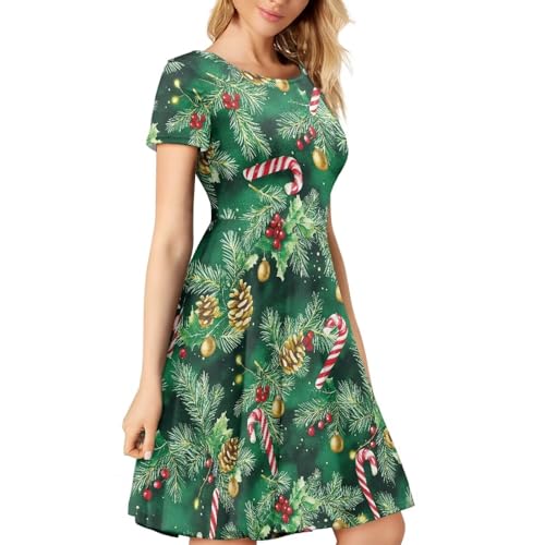 Image of AFPANQZ Womens Casual Summer Lightweight Vintage Dress Short Sleeve Midi Dress Knee-Long Luxury Formal Dress
