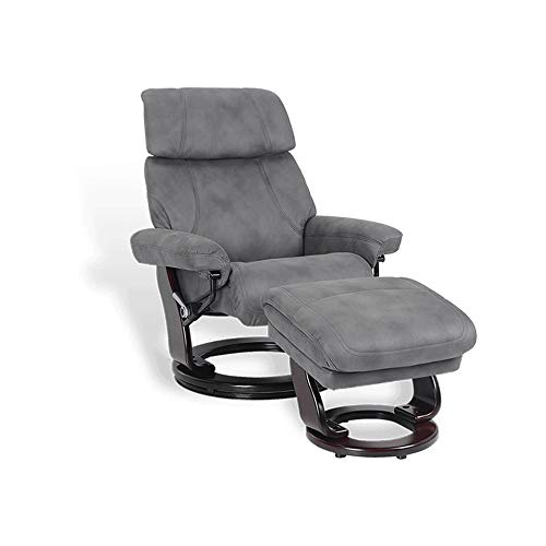 MND MY NEW DESIGN MINORQUE : Fauteuil de Relaxation Manuel et Son Repose Pieds wenge, accoudoirs réglables - Microfibre Anthracite