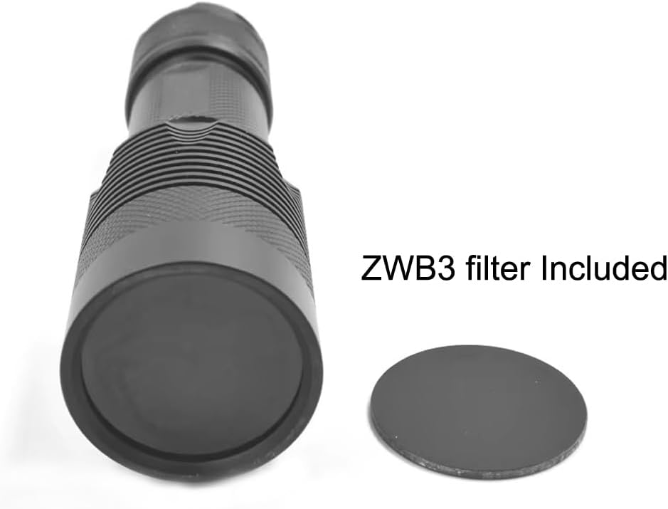 Max 10 Watts Shortwave 254nm UVC LED Flashlight, SW UV Torch Lamp, Fluorescent Minerals Phosphor, TLC Chromatography Plates, Tagged Stamps Detector LED Torch with ZWB3 Optical Filter