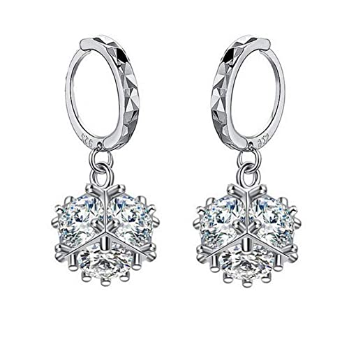 Cadeau féminin boucles d'oreilles zircon brillant pour femme en argent