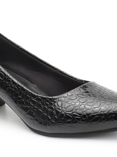 Image of Carlton London Women Stylish Slipon Pump Shoes with Block Heels, Pointed Toe for Party and Formal Occasions