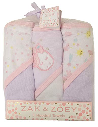 Snugly Baby Zak & Zoey Girls Hooded Towels 3-Pack (Unicorn Stars)