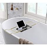 Haushaltsprodukte Flaschenregal Weinregal Weinglashalter Badewanne Caddy Tablett Edelstahl über Badewannenregale Anti-Rost Badtablett mit ausziehbaren Seiten Weinglashalter und Buchhalter Set
