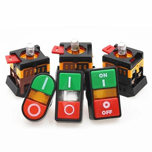 Interruptor pulsador doble con luz LED de 36v y botones independientes 3