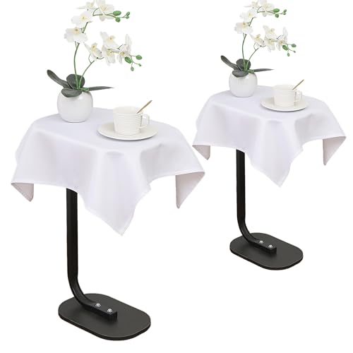 Viiamacki 2PCS White Square Small Tablecloth, 24 x 24 Inch, Stain and Wrinkle Resistant Machine Washable Polyester Table Cloth, Fabric Table Cover for Nightstand End Table