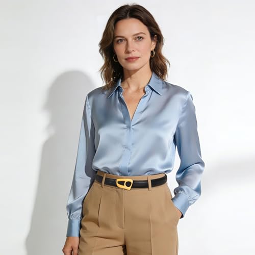Image of Aurolran Women's Leather Belt with Buckle - Ideal for Dresses, Jeans, and Coats