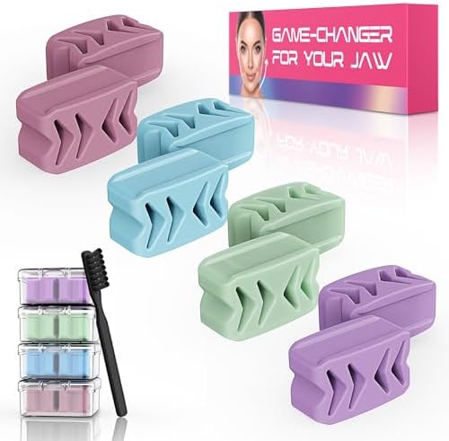 Azrra Jaw Exerciser for Women & Men, 4 Resistance Levels (8pcs) J...