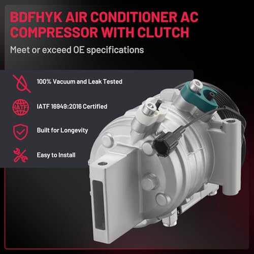 BDFHYK Air Conditioning A/C Compressor 58892 Compatible with Nissan March 2012-2018, Juke 2012-2014, Note 2014-2017 L4 1.6L, Tiida 2013-2014, Versa 2011-2019, Replace# 6513076