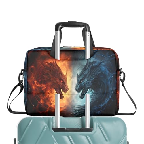 Bolso para laptop rojo azul con diseño dragón 15.6 in miniatura 7