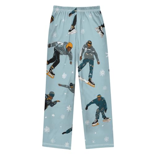 ZZXXB Skating Snow Boys Long Pants Soft Trousers Elastic Waist Kids Lounge Bottoms with Pockets S-XL2