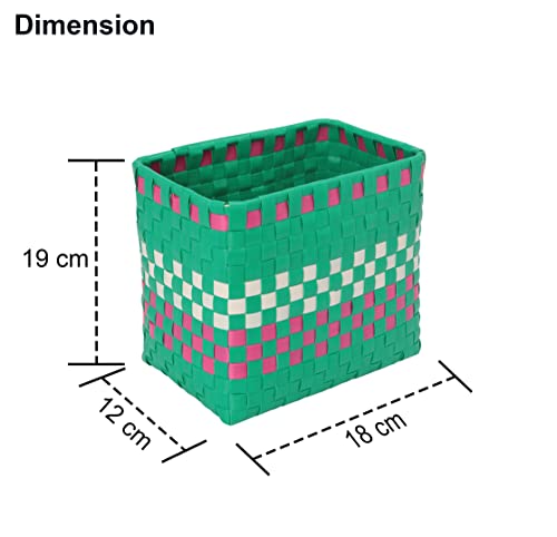 Image of Arnavira Handmade Multipurpose Basket with Lid 4L Used for Organiser, Makeup Items Storage,Kids Tiffin (18x12x19 cm) (Pink Sea Green, X Small)