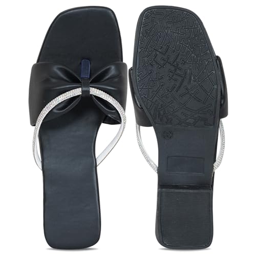 Image of Women's Slippers | Comfortable Flat Chappals for Women with Bow Detail | Stylish Casual Chappals, Trendy Summer Sandals, Comfortable Footwear for Daily Use
