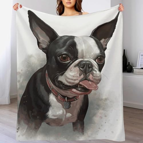 Couverture flanelle douce motif Boston Terrier, cadeau idéal lit - 5