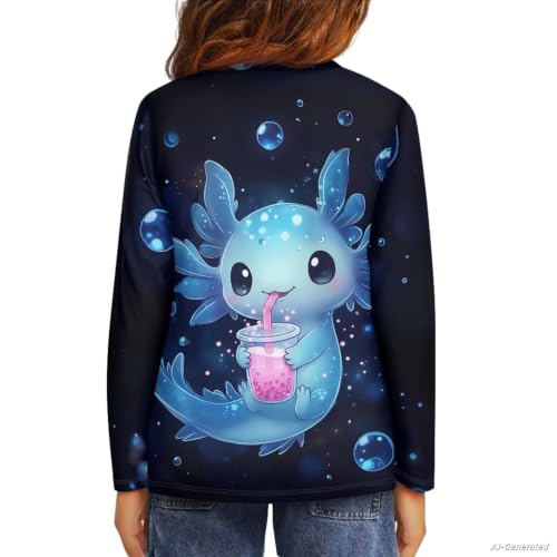 Image of Renewold Boys Girls Tees Kids T-Shirt Long Sleeve Crewneck T Shirts Casual Athletic Tops Clothing for Home School Travel