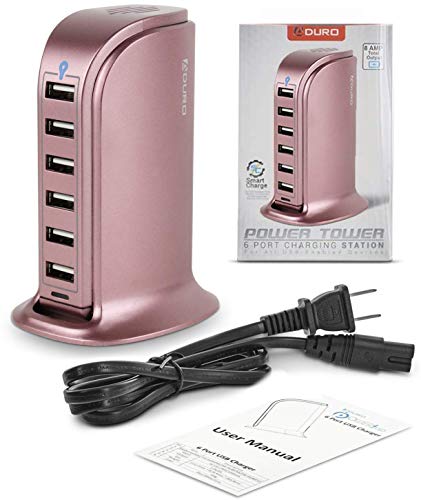 Aduro 40W 6-Port Usb Desktop Charging Station Hub Wall Charger For Iphone Ipad Tablets Smartphones With Smart Flow (Rose Gold) #TOP5