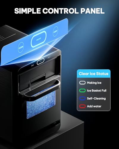 Image of Silonn Nugget Ice Maker Countertop, Crushed Ice Maker & Pebble Ice Machine Produces 44lbs /24h with Front Pull-Out Water Tank & Removable Basket for Home /Kitchen, Stainless Steel