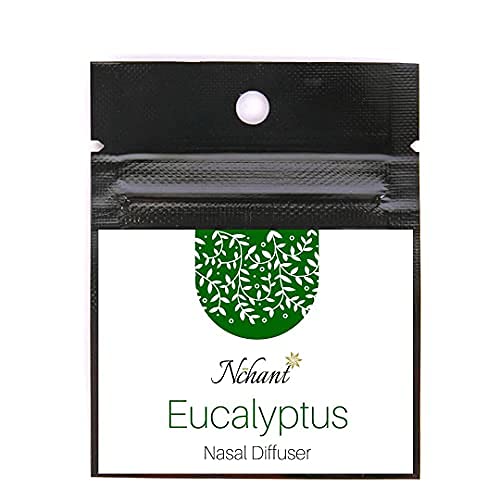 Nchant Eucalyptus Nasal Diffuser in a Zipper Pouch | Refillable Essential Oil for Long Lasting & Pleasant Fragrance for Anytime Anywhere Use