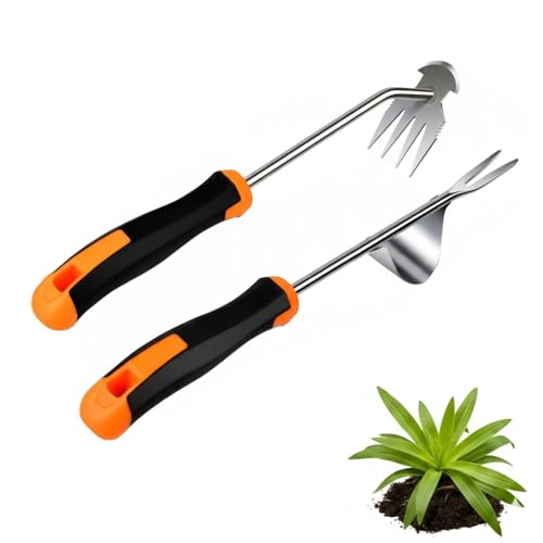 Weed Puller Tool, portable garden tool, Four-Tined Weeding Tool, Uprooting