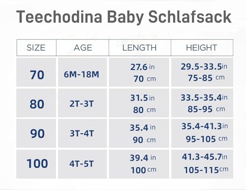 Teechodina Baby Schlafsack mit Füßen 100% reine Baumwolle 1.5 Tog Kinder Ganzjahres Schlafsack mit Beinen kleinkind Schlafanzug für Jungen und Mädchen, 1.5 Tog/Kirschblüte, 70cm/Baby Höhe 80-90cm