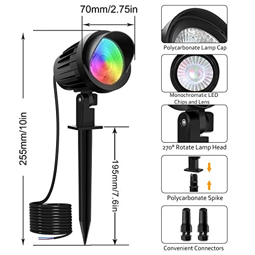 Meikee 7W Rgb Landscape Lights, Dc 12V Rgb Color Landscape Lighting, Low Voltage Landscape Lighting, Ip66 Waterproof Outdoor Spotlights With Remote For Garden Pathway Yard #TOP2