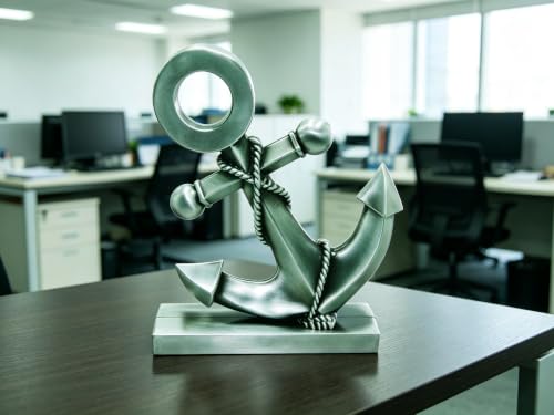 Estatua miniatura ancla de aleación de zinc plateada 5x1x6 pulg miniatura 5