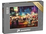 Puzzle 1000 Teile XXL „Gemälde der Einkaufsstraße, Stadt mit Buntem Licht“ – aus der Puzzle-Kollektion Kunst & Fantasy