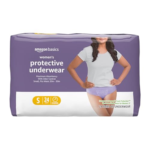 Amazon Basics Incontinence Underwear for Women, Protective, Disposable, Postpartum, Maximum Absorbency, Small, Lavender, 24 Count