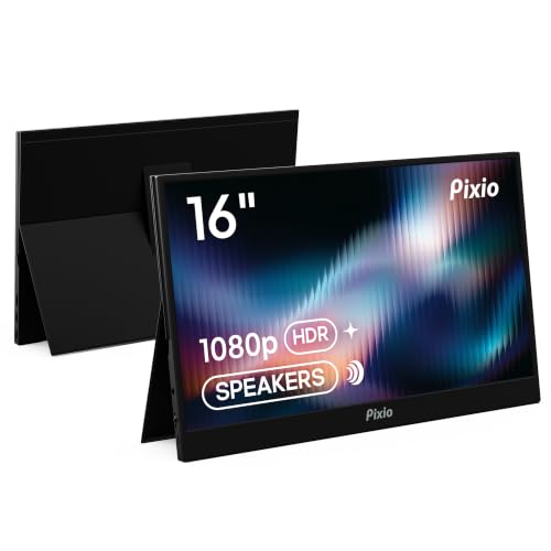 Image of Pixio PX160 Wave Portable Monitor 15.6 inch 60Hz FHD 1080p IPS Panel HDR Screen Cover Stand USB-C HDMI Laptop Screen Extender Portable Monitor for Laptop, PC, Console, Phone