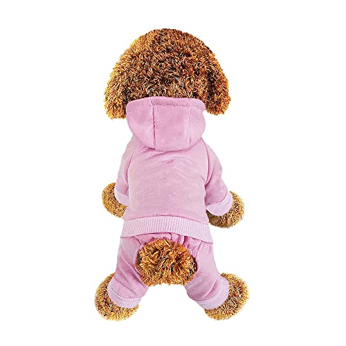 Dog Hoodie, Pet Jumpsuit Fleece Sweatshirt with Buttons, Dog Clothes, Dog Cold Weather Coats, Dog Pajamas, Winter Warm Cotton Puppy Hoodie 4 Legs Dog Clothes for Small Medium Large Dogs Cats Boy Girl