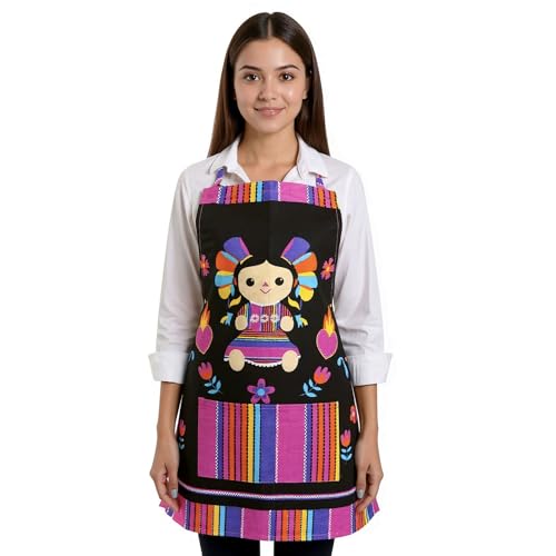 La Mejor Selección de Mandiles de Cocina para Mujer favoritos de las personas. 45 Amborella Mandil de Cocina Mexicano Algodón 100% Repelente a Líquidos Delantal para Mujeres y Hombres