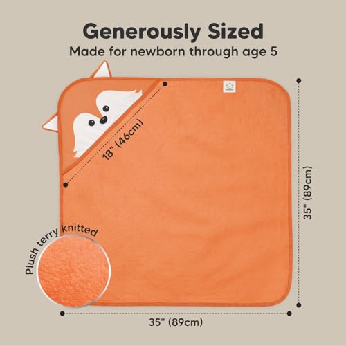 Image of KeaBabies Hooded Baby Towel for Newborn, Baby Bath Towels (Fox, 35x35) | Viscose Derived from Bamboo, Large Baby Towels with Hood, Boys, Girls, Toddler, Soft Absorbent Baby Bath Essentials