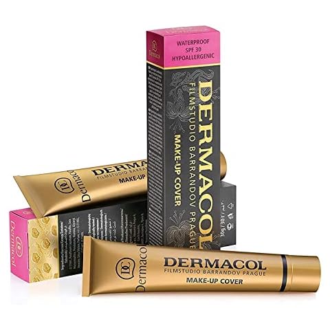 Dermacol DC Full Coverage Foundation | Long Lasting Waterproof Makeup Cover Cream SPF30 | Hypoallergenic & Light Weight Liquid | Tattoo, Acne, Spots, Under-eye Skin Cover-up | 30g (224) Cover