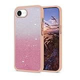 Wousunly Compatible con Funda iPhone 16e con Purpurina Antigolpes, Fundas iPhone 16e Silicona Transparente Rosa Doble Capas Desmontable TPU y PC Fina Case (Rosa)