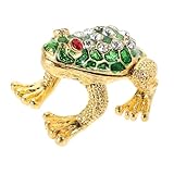 JOINPAYA Caja Organizadora de Joyas de Rana Esmaltada Verde, Joyero Metálico Vintage para Anillos y Pendientes, Estuche Decorativo Estilo Victoriano para Almacenamiento y Exhibición