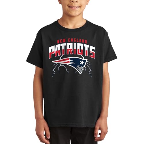 New England Patriots Team Lightning - Officially Licensed Kids Short Sleeve Fan T-Shirt for Boys & Girls