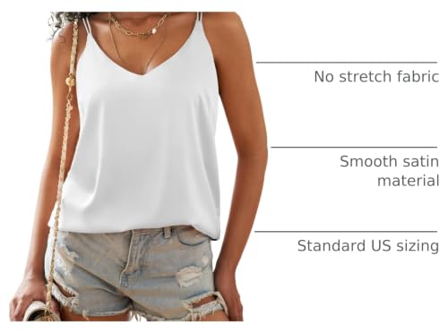 Image of Ekouaer Womens 2-Pack Silk Satin Camisole Tank Top V Neck Sexy Cross Back Spaghetti Strap Cami Sleeveless Lounge Tops S-XXL