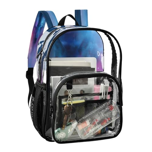 Wolf Cloud Clear Backpack Heavy Duty See Through Transparent PVC BookBag for Kids Boy Girl School Work2