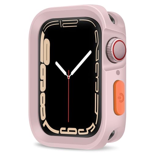 ZZDZZ Rugged Case Compatible with Apple Watch Case 45mm 44mm Series 9/8/7/6/5/4/SE3/2/1, Soft Flexible TPU Shockproof Protective Bumper Cover for iWatch 45mm 44mm, Pink