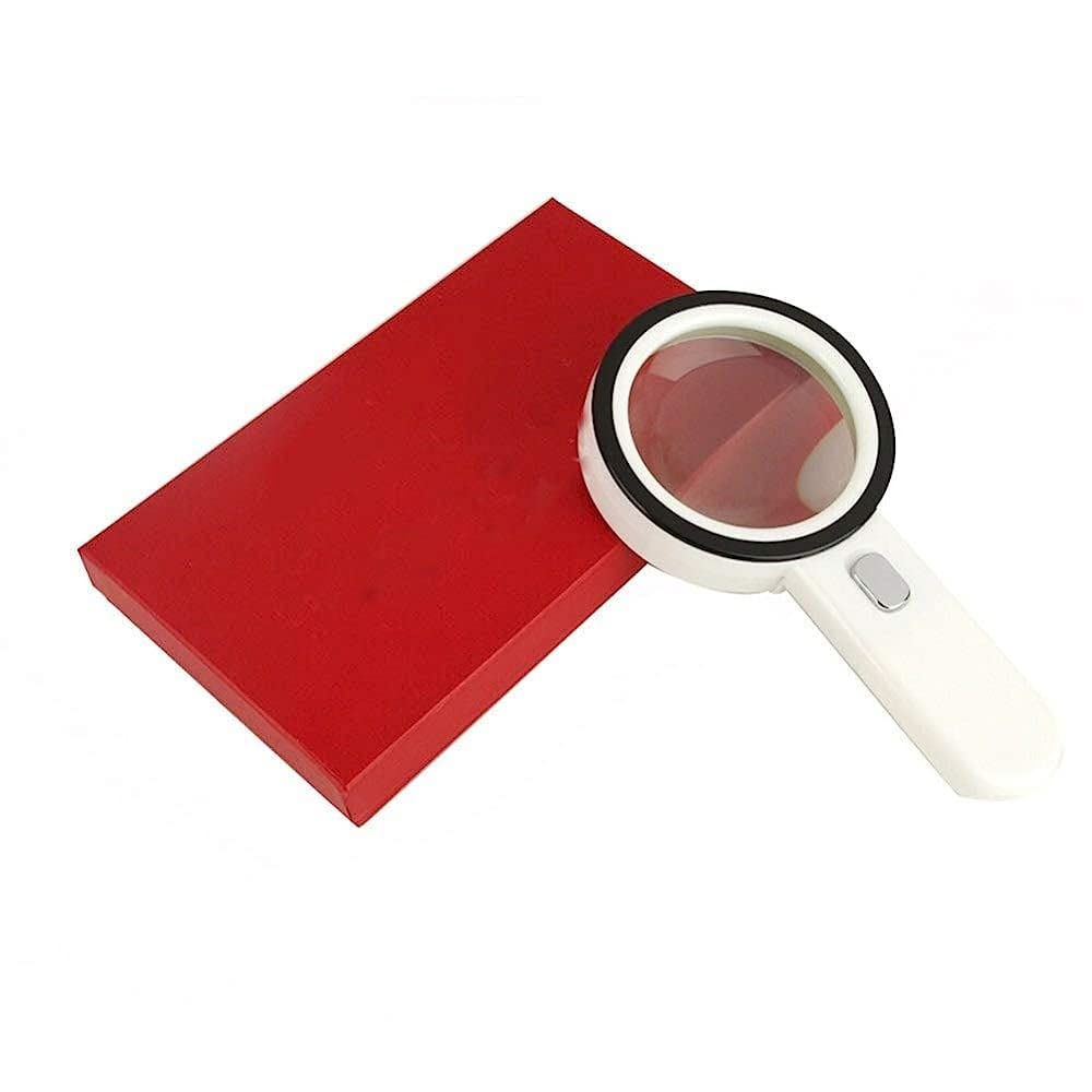asdchZen Magnifying Glass,With Light 20X Lightweight Handheld Magnifying Glass,For Reading Inspection Hobbies And Crafts Magnifier/White