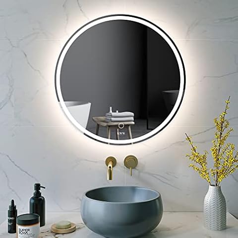 Espejo de baño LED KWW 600mm con luz antiniebla y botón táctil inteligente Cover