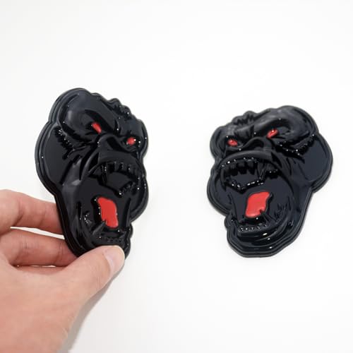 Image of 2 Pcs ngry Gorilla Ape Angry Side Rear Emblems 3D Badge Car Truck Motorcycles Decal Sticker (Black Red)