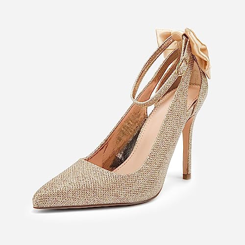 Image of Fashare Womens High Heels Bow Tie Back Sexy Stiletto Ankle Strap Wedding Dress Pumps Shoes