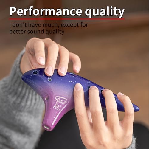 Image of inchOcean Notes inch 12 Hole Sweet Potato Ocarina Graceful Shape Pottery Ocarina in Alto C (Starry Purple)